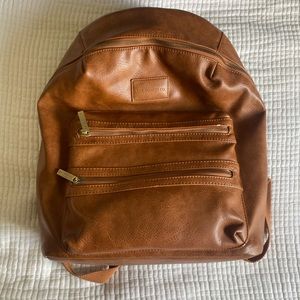 Honest company, vegan leather cognac brown diaper backpack